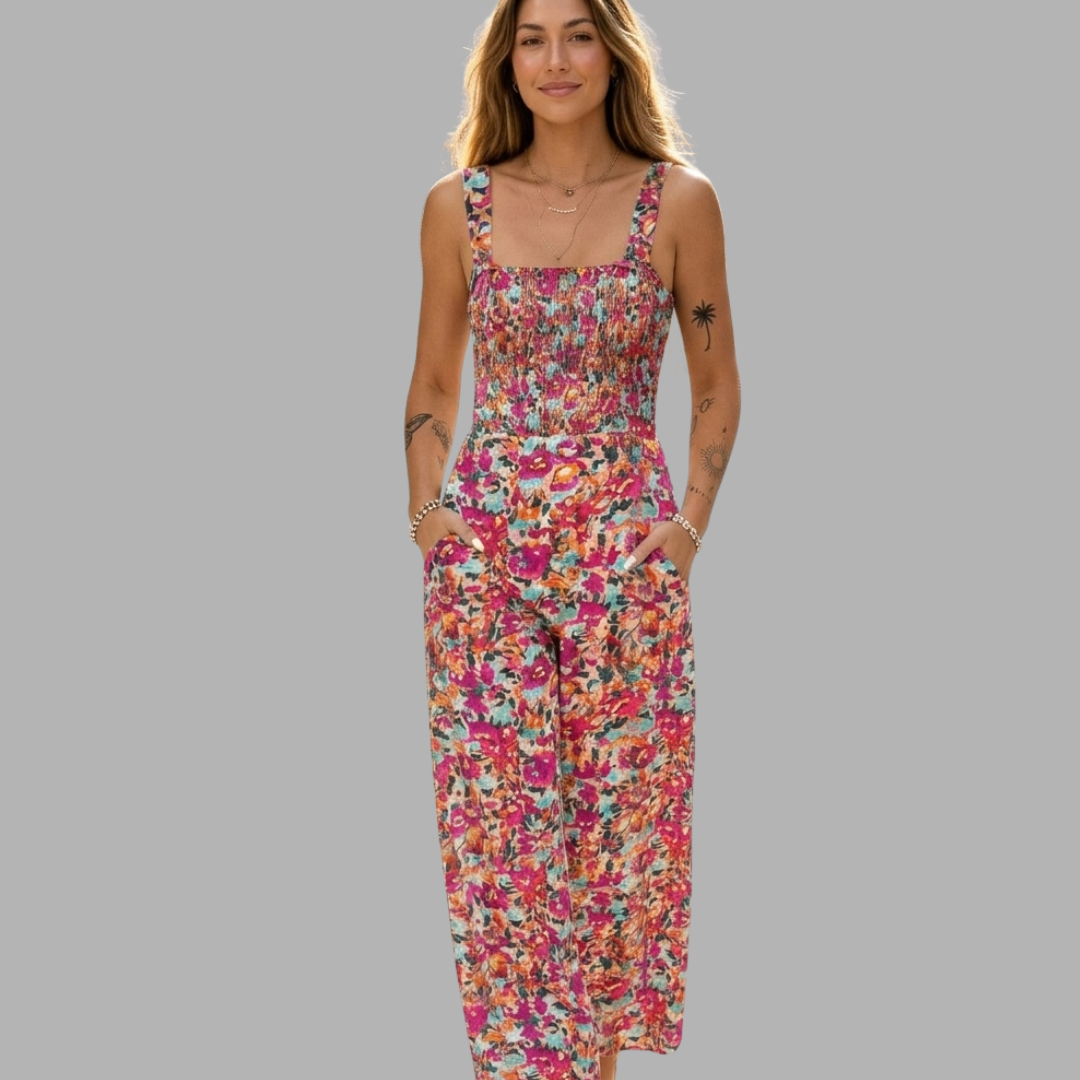 EffortEase Printed Wide-Leg Jumpsuit