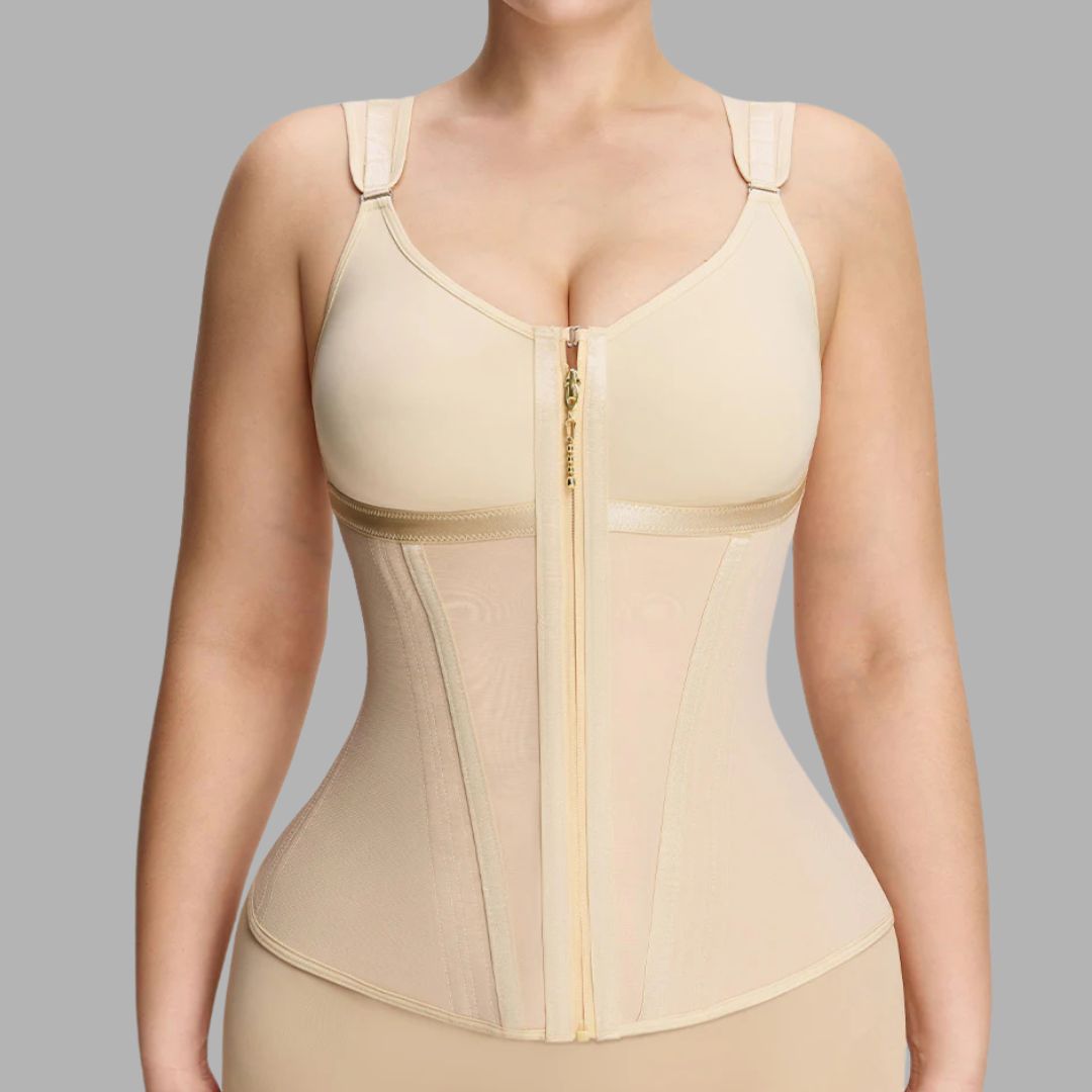 Double-Layer Waist Sculpting Shapewear with Built-In Bra