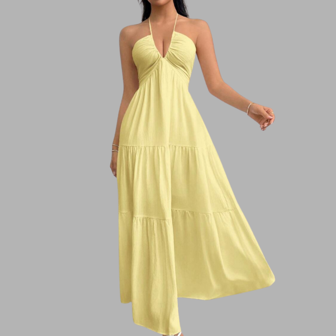 Backless Halter Flow Dress