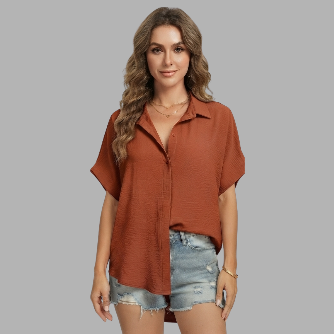 Relaxed Button-Down Short Sleeve Shirt