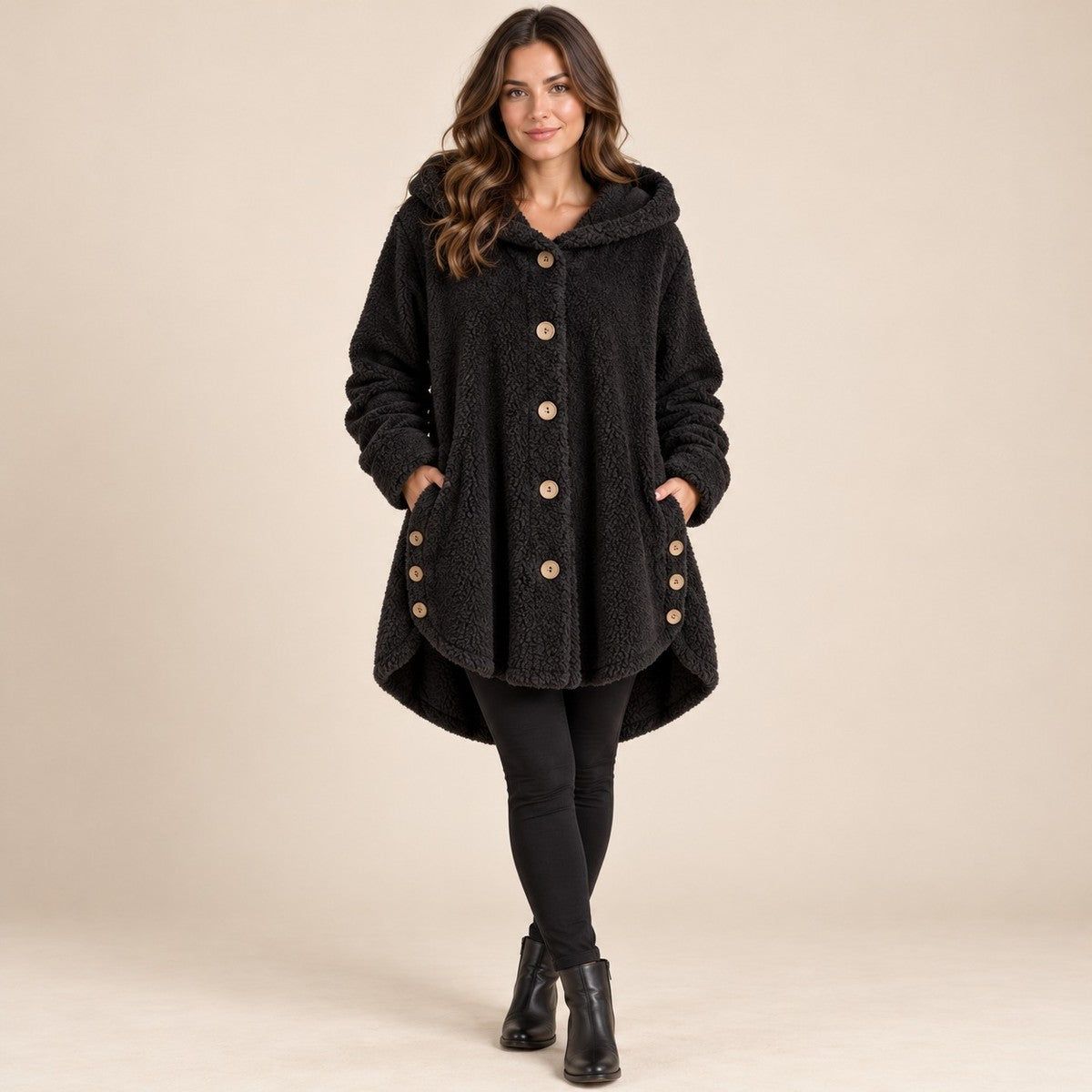 CozyCurve Plush Hooded Coat - hero