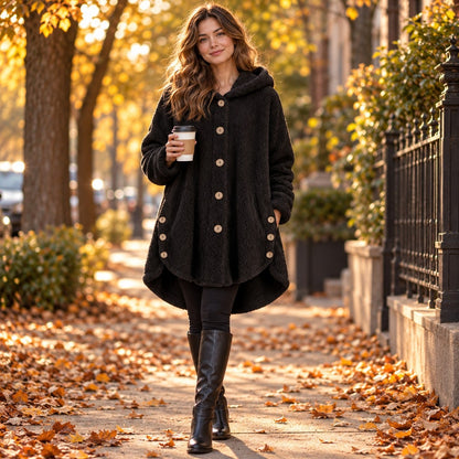 CozyCurve Plush Hooded Coat - lifestyle
