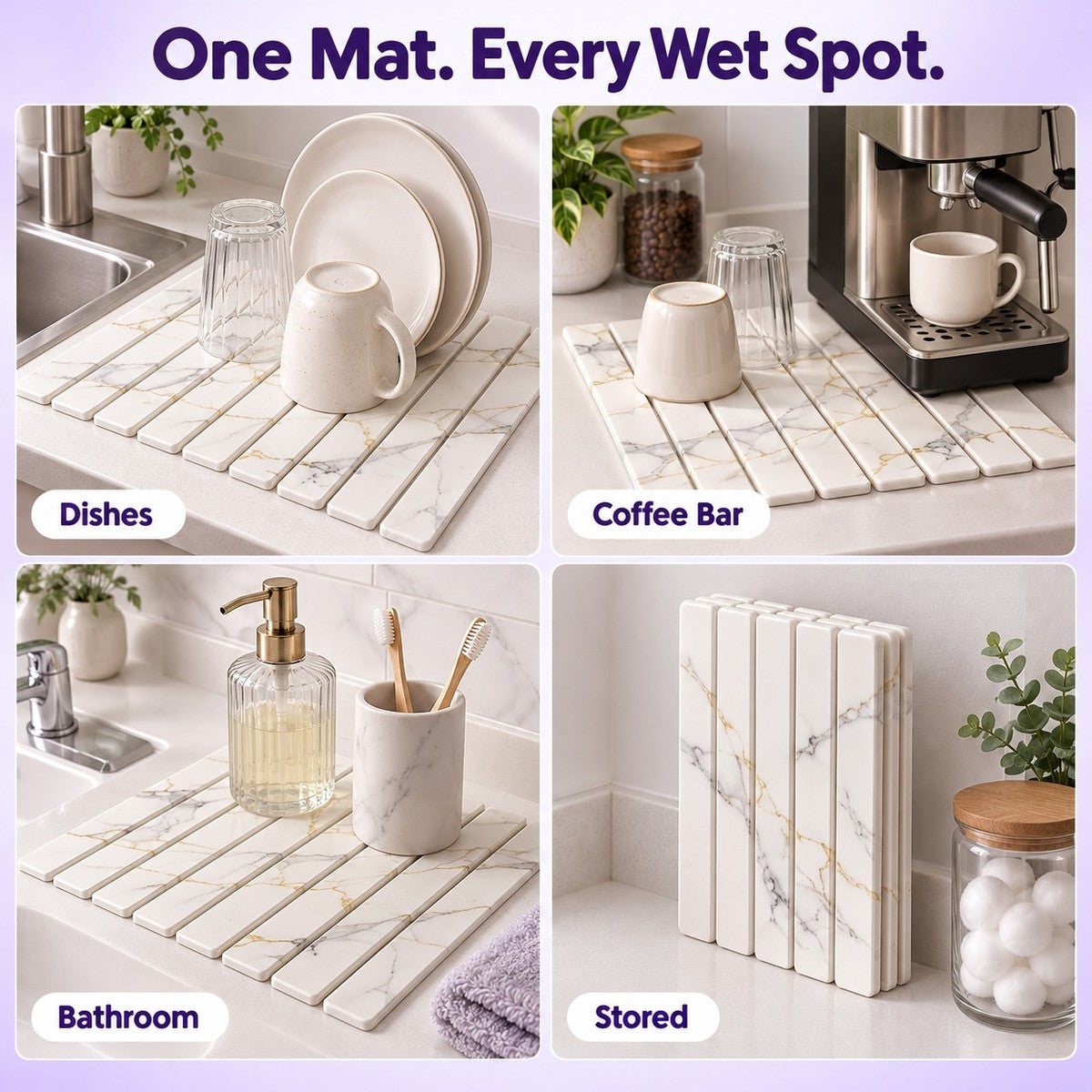 DryStone Diatomite Drying Mat - usecase