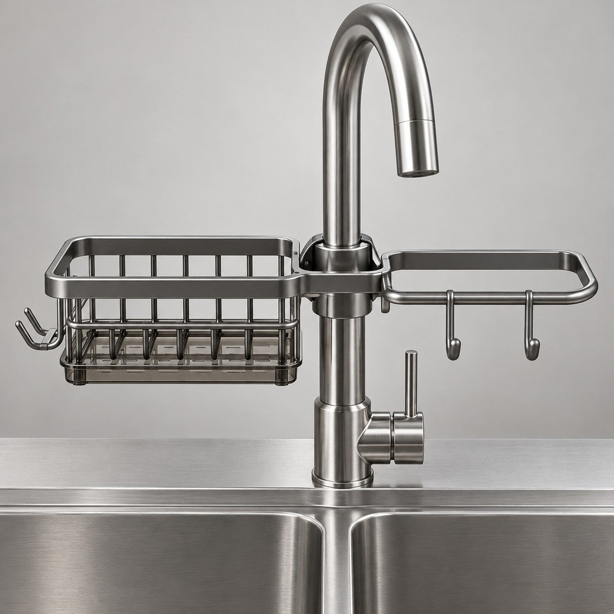 SinkMate No-Drill Faucet Caddy - Gunmetal Gray
