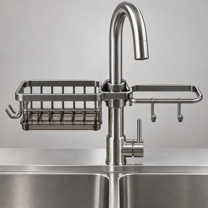 SinkMate No-Drill Faucet Caddy - Gunmetal Gray