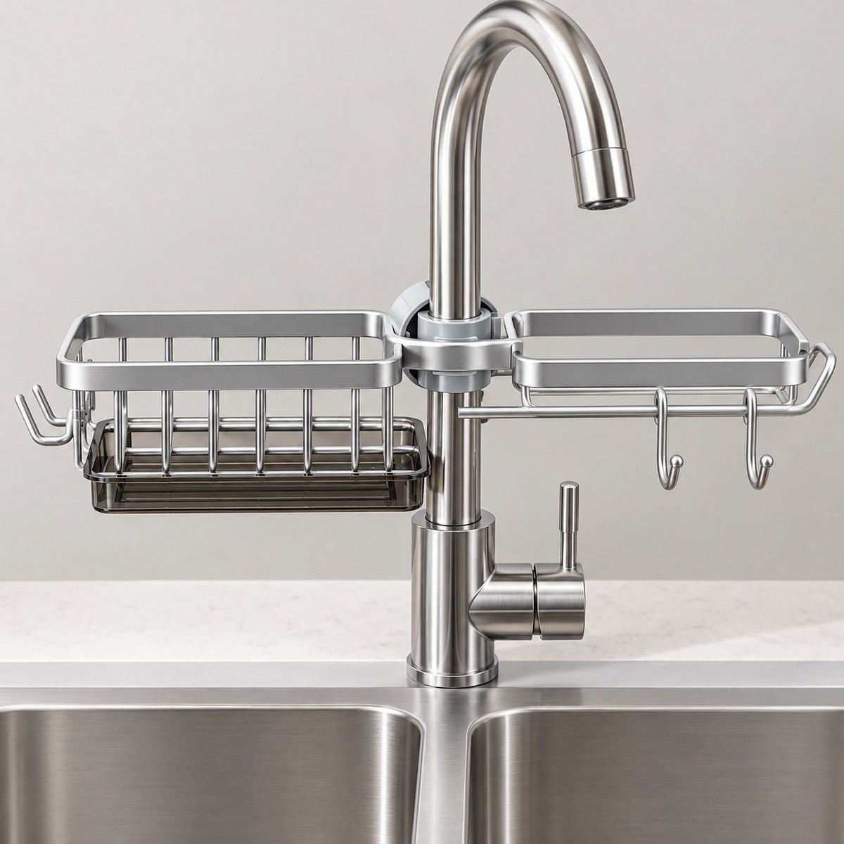 SinkMate No-Drill Faucet Caddy - Silver