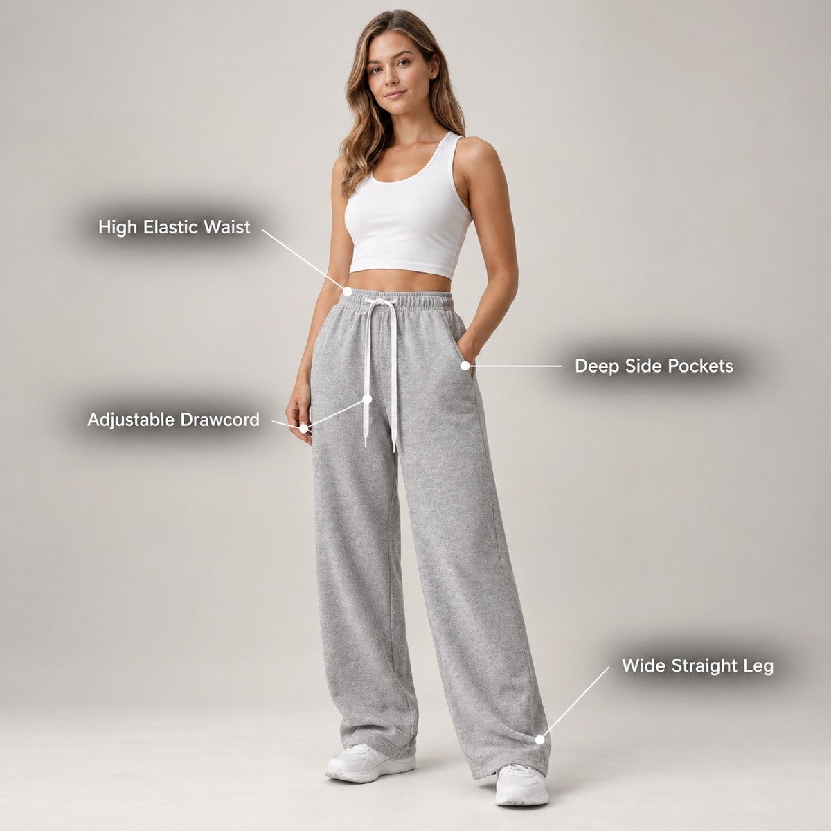 EaseFlow Wide-Leg Fleece Sweatpants - callouts