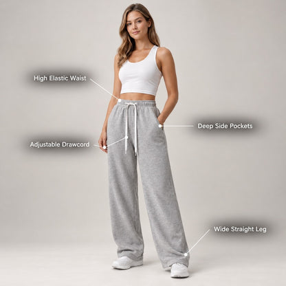 EaseFlow Wide-Leg Fleece Sweatpants - callouts