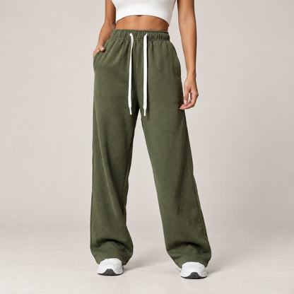 EaseFlow Wide-Leg Fleece Sweatpants - Army Green