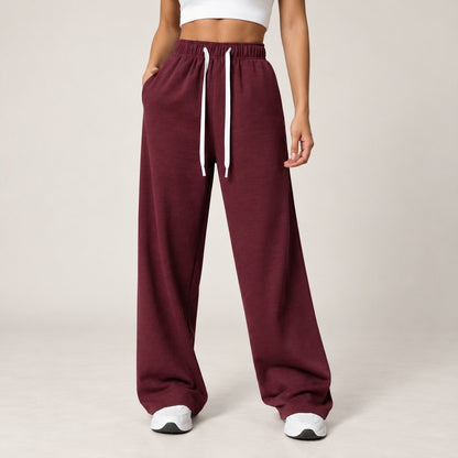 EaseFlow Wide-Leg Fleece Sweatpants - Burgundy
