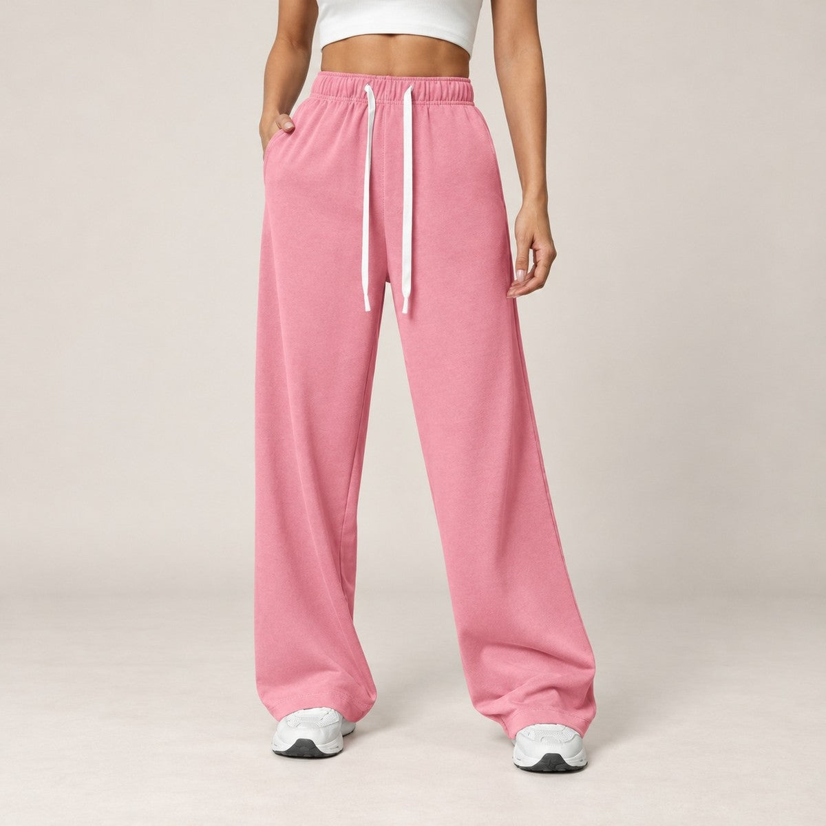 EaseFlow Wide-Leg Fleece Sweatpants - Pink