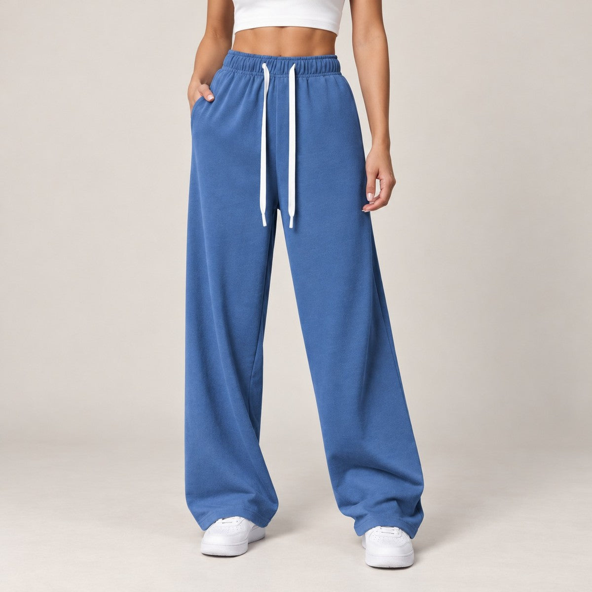 EaseFlow Wide-Leg Fleece Sweatpants - Royal Blue