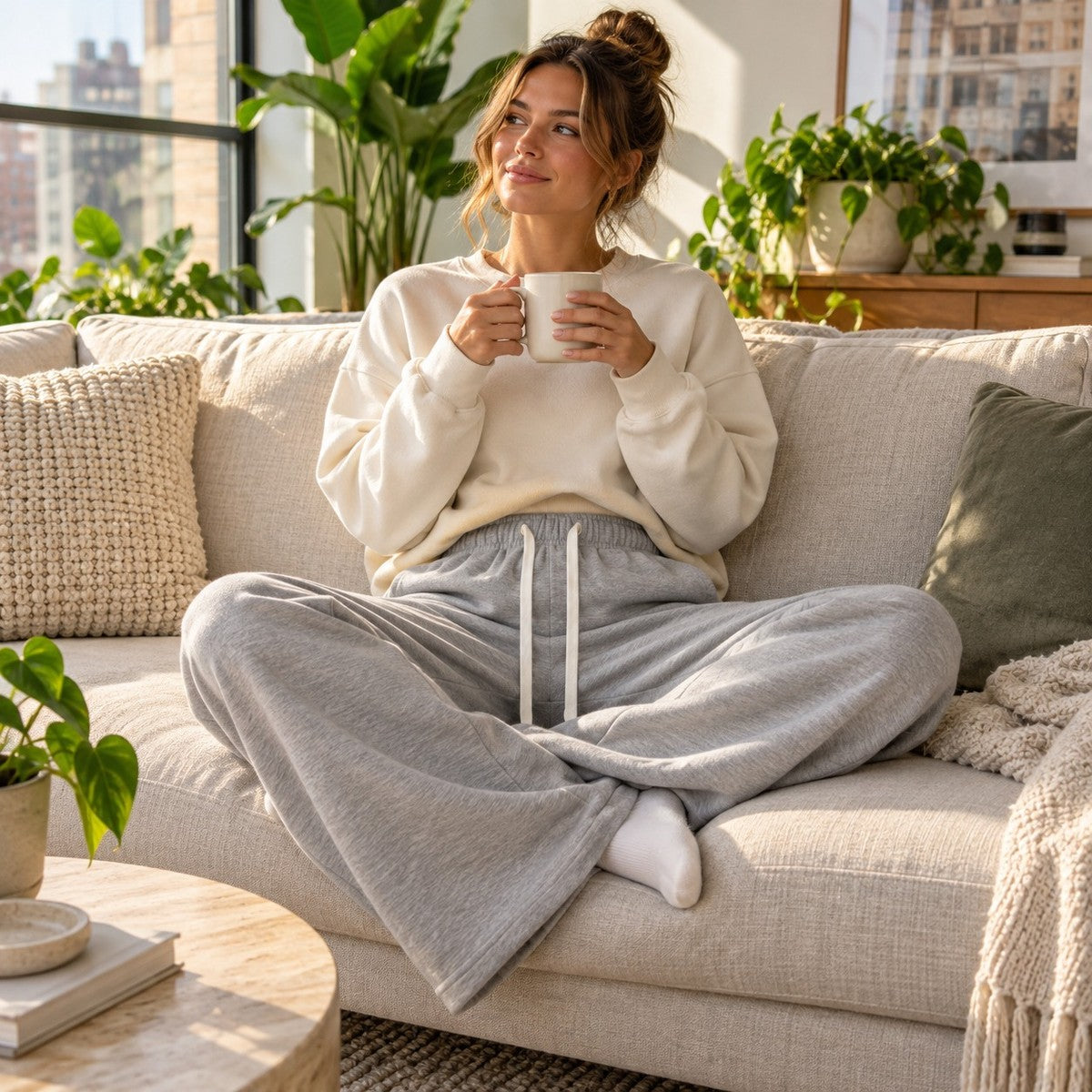 EaseFlow Wide-Leg Fleece Sweatpants - lifestyle