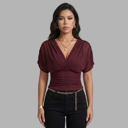 V-Shape Ruched Waist Top