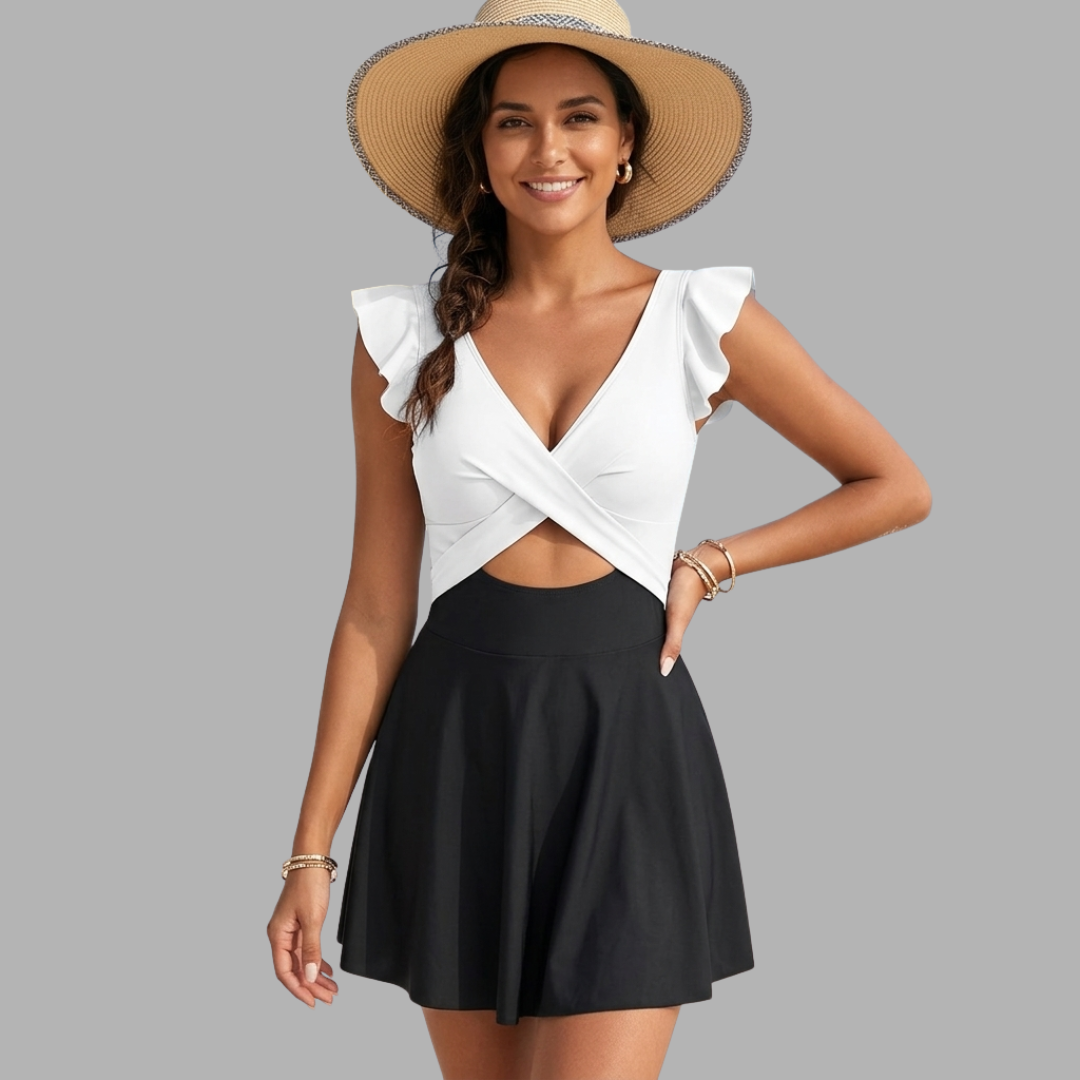 RuffleCross Swim Dress