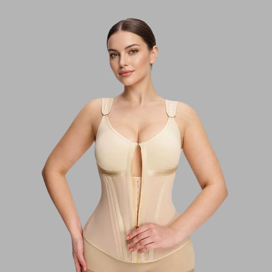 Double-Layer Waist Sculpting Shapewear with Built-In Bra