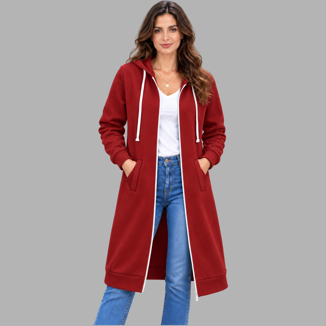 Relaxed Longline Zip Hoodie