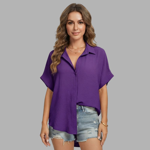 Relaxed Button-Down Short Sleeve Shirt