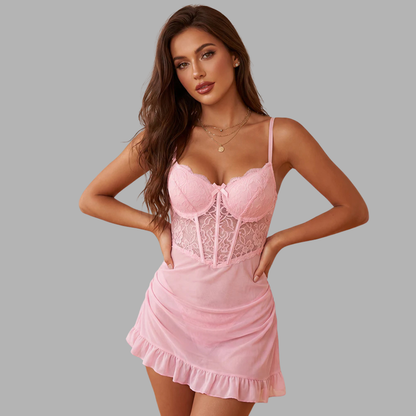 Lace Corset Mesh Babydoll Dress