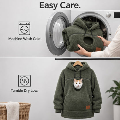 PawPouch Fleece Pet Carrier Hoodie - care_steps