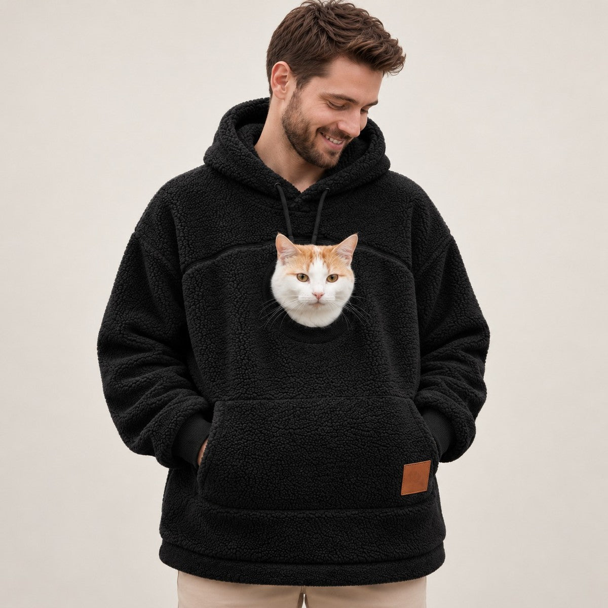 PawPouch Fleece Pet Carrier Hoodie - Black