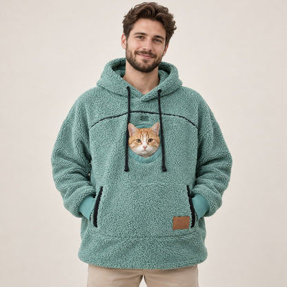 PawPouch Fleece Pet Carrier Hoodie - Cyan