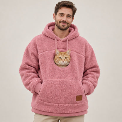 PawPouch Fleece Pet Carrier Hoodie - Dusty Pink