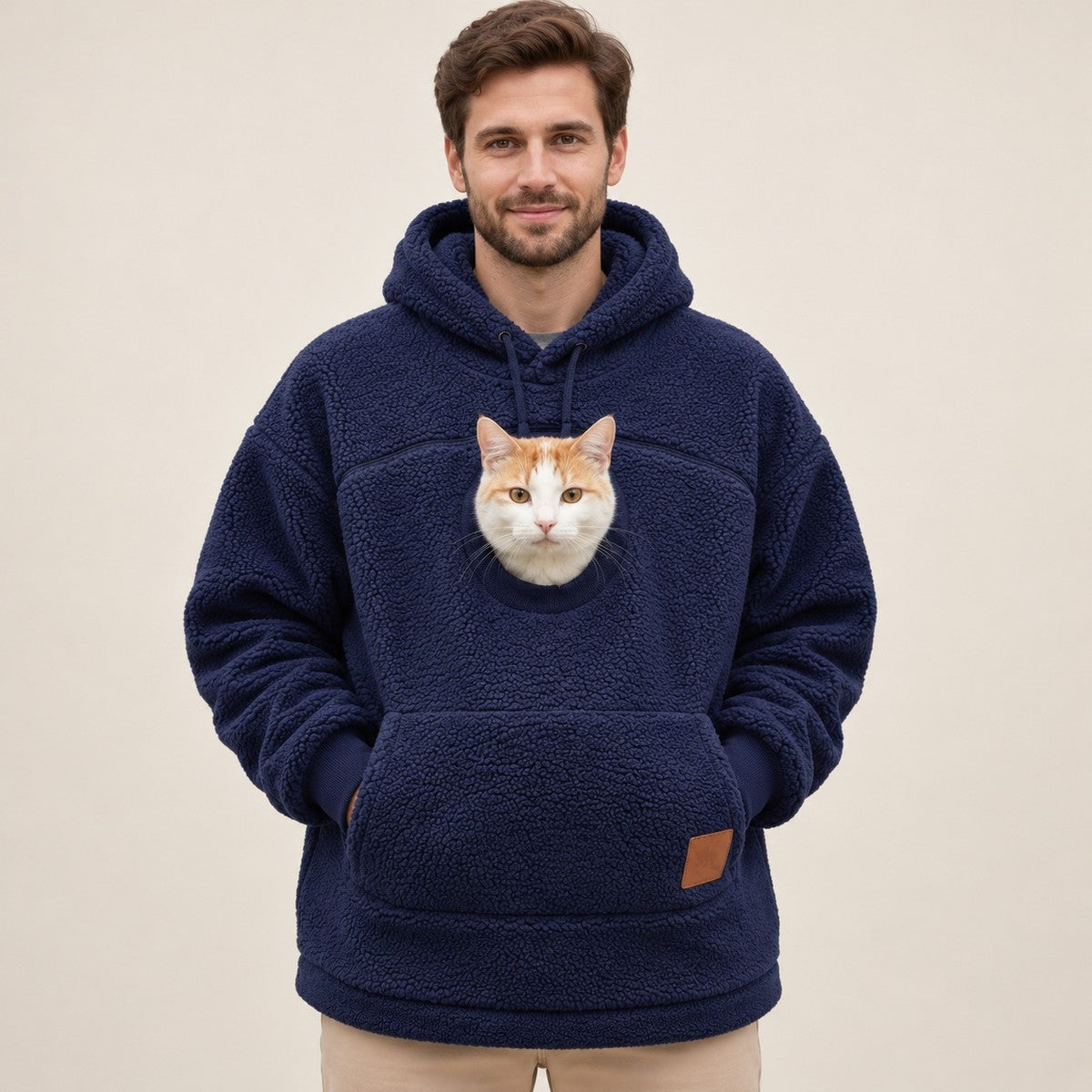 PawPouch Fleece Pet Carrier Hoodie - Navy Blue