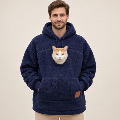 PawPouch Fleece Pet Carrier Hoodie - Navy Blue