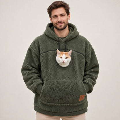PawPouch Fleece Pet Carrier Hoodie - Olive Green