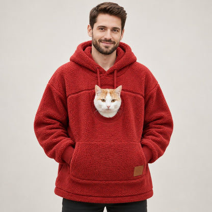 PawPouch Fleece Pet Carrier Hoodie - Red