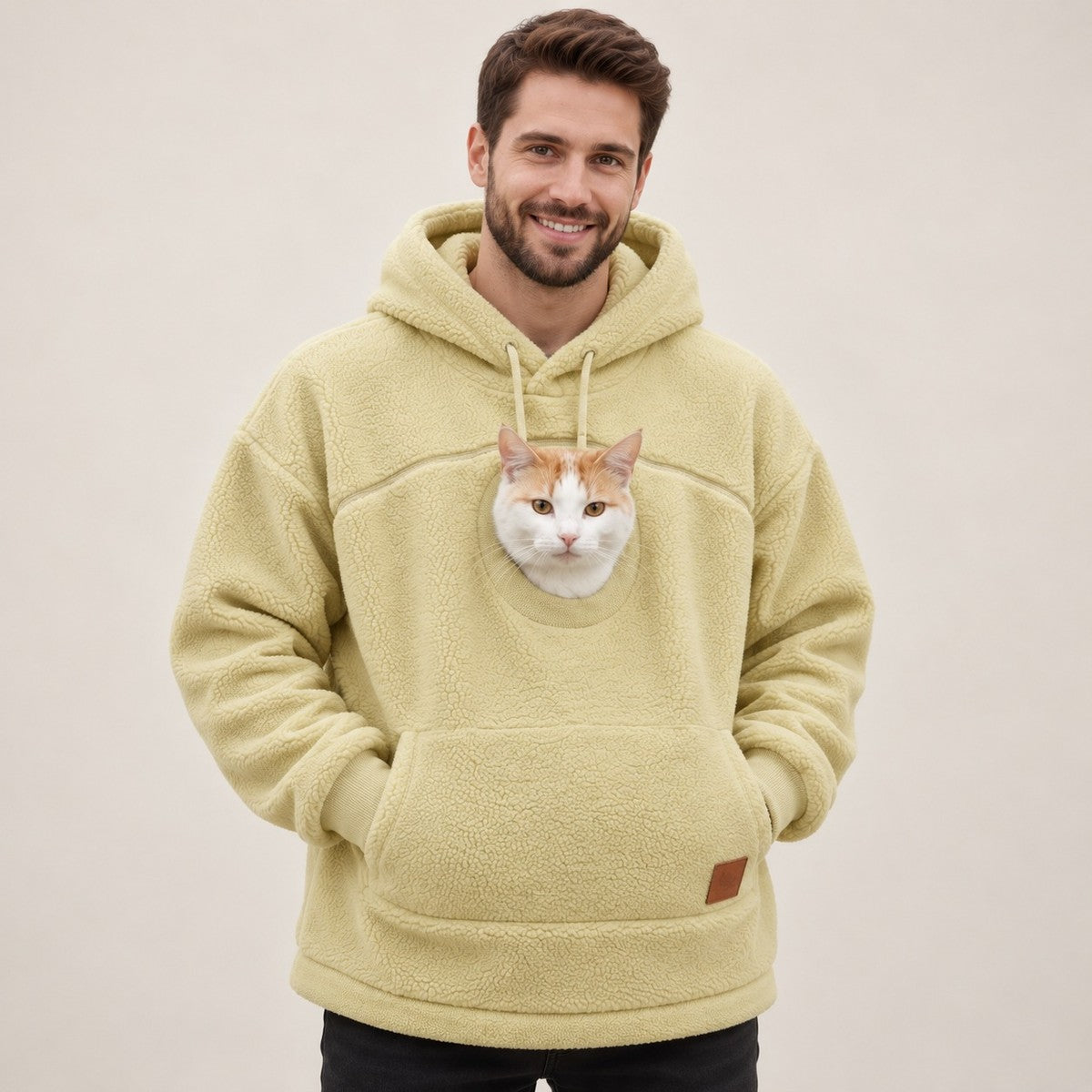 PawPouch Fleece Pet Carrier Hoodie - Yellow