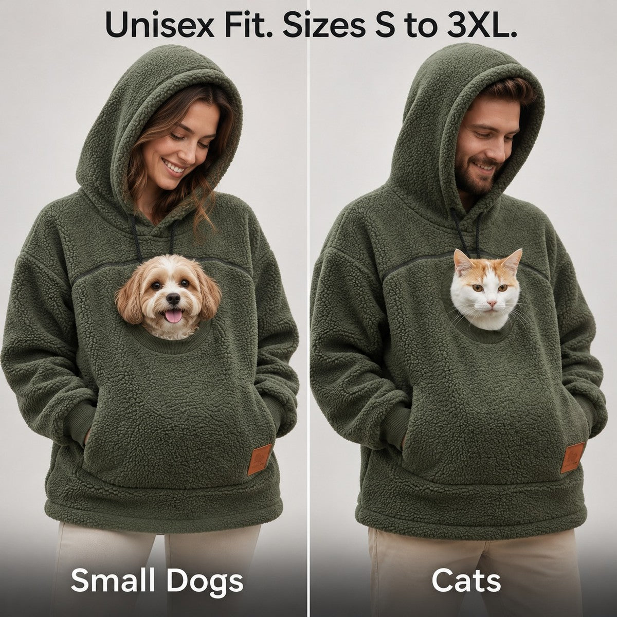 PawPouch Fleece Pet Carrier Hoodie - fit_demo