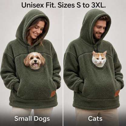 PawPouch Fleece Pet Carrier Hoodie - fit_demo
