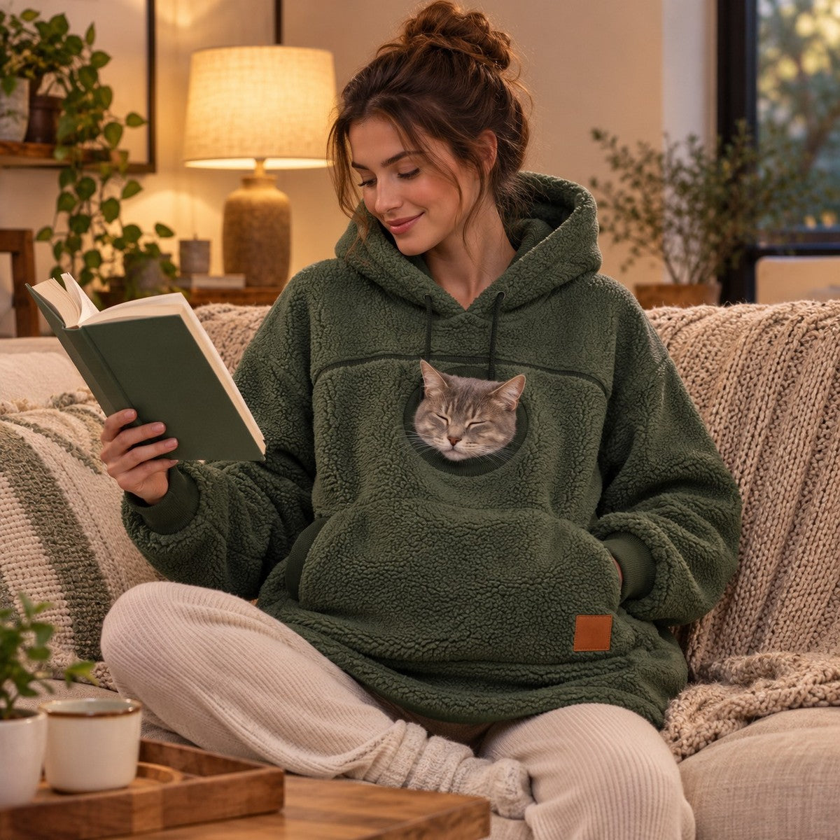 PawPouch Fleece Pet Carrier Hoodie - lifestyle