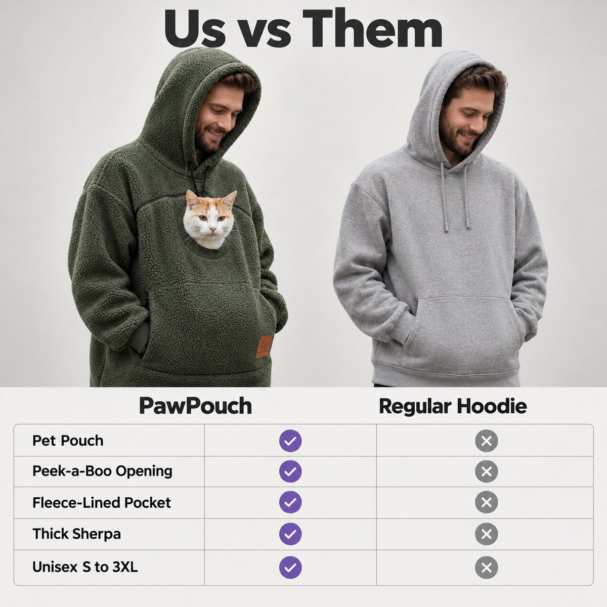 PawPouch Fleece Pet Carrier Hoodie - vs_them