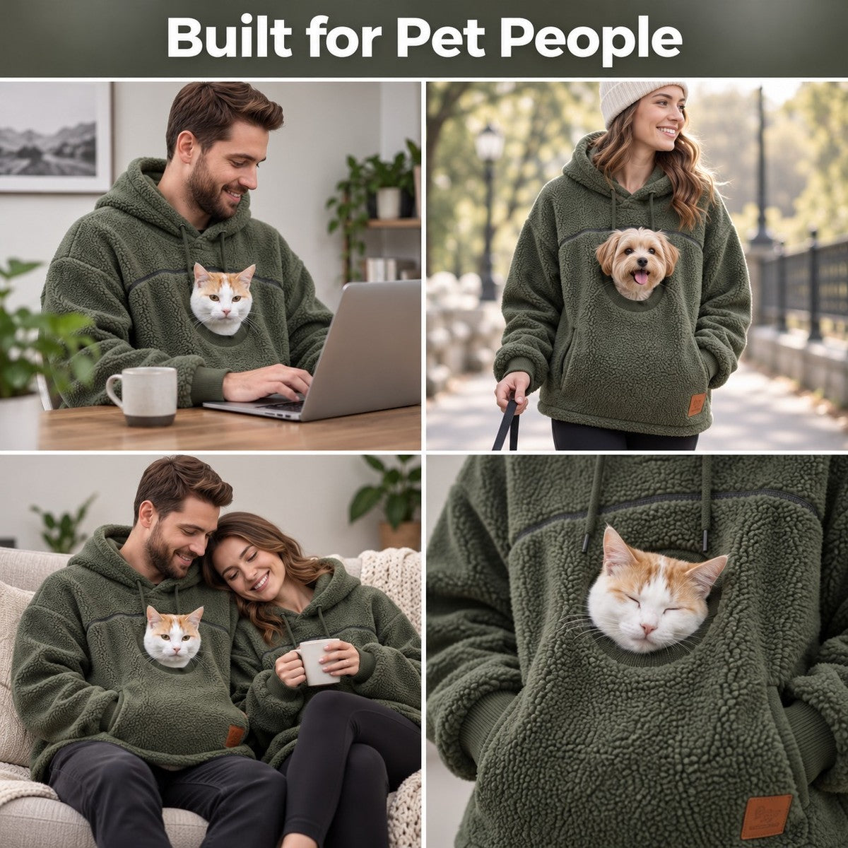 PawPouch Fleece Pet Carrier Hoodie - ways_to_wear