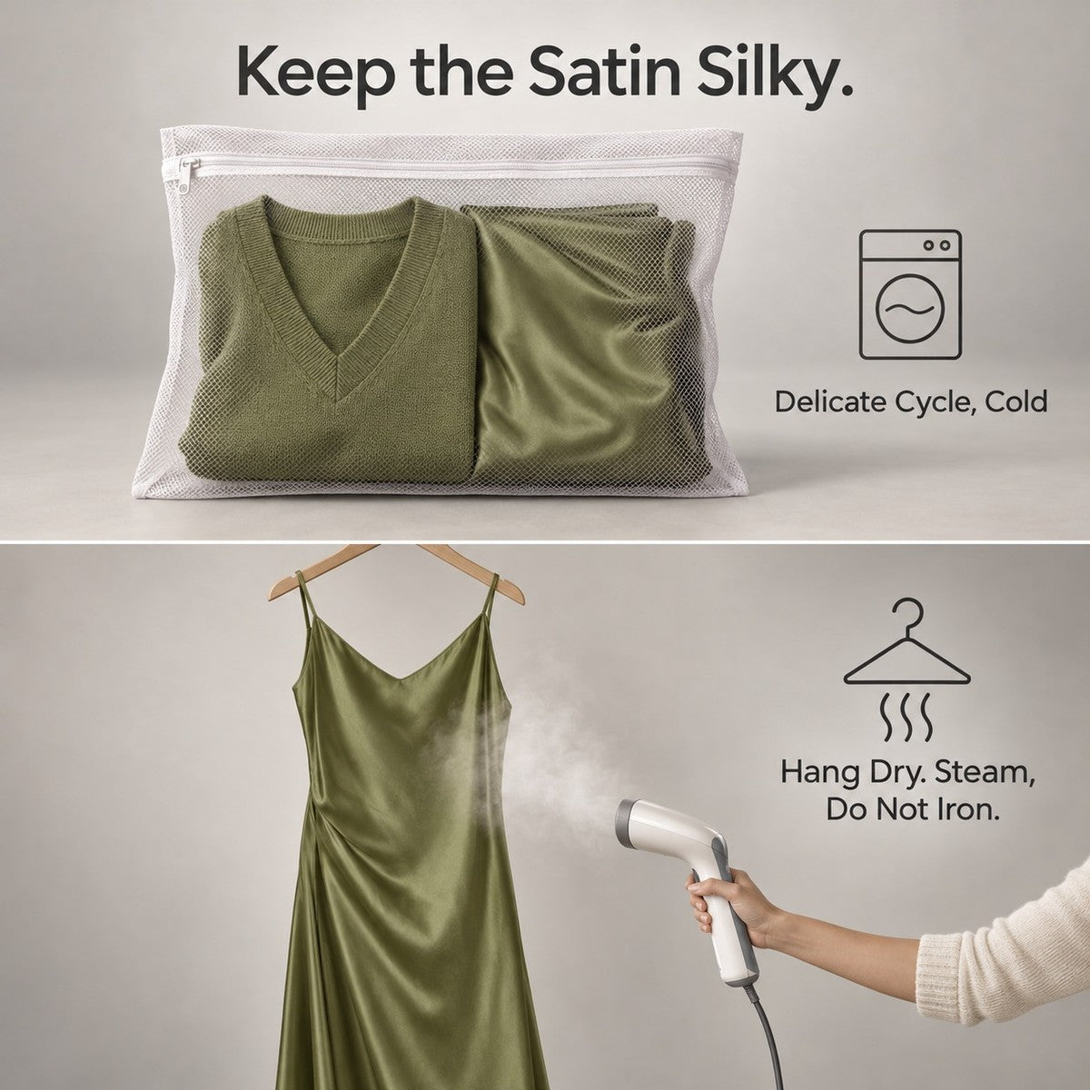 LuxeLayer Knit Sweater and Satin Slip Dress Set - care_steps