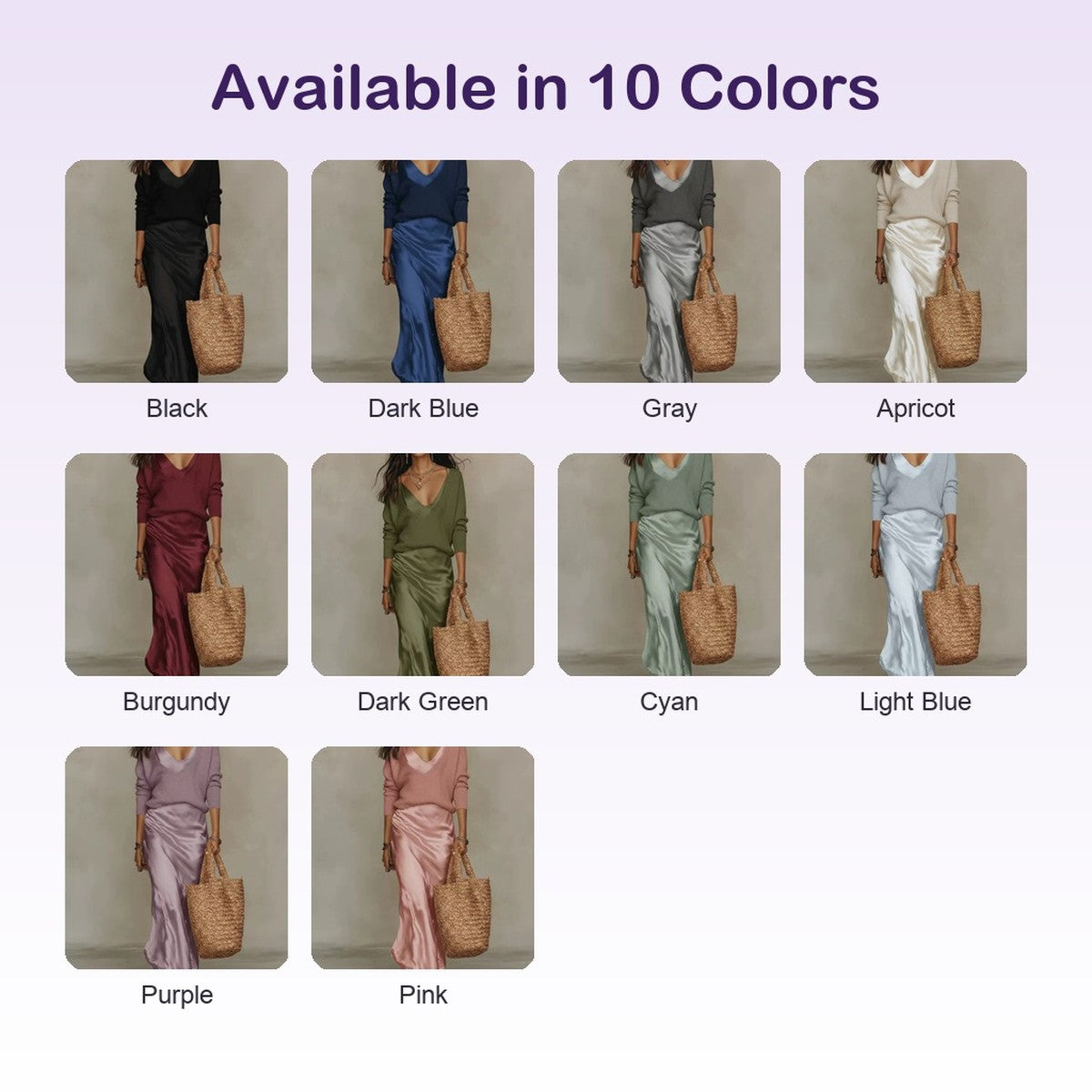 LuxeLayer Knit Sweater and Satin Slip Dress Set - colors