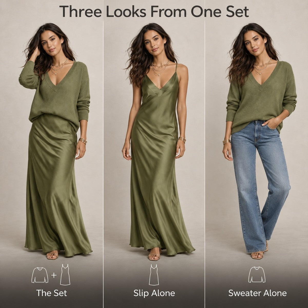LuxeLayer Knit Sweater and Satin Slip Dress Set - fit_demo