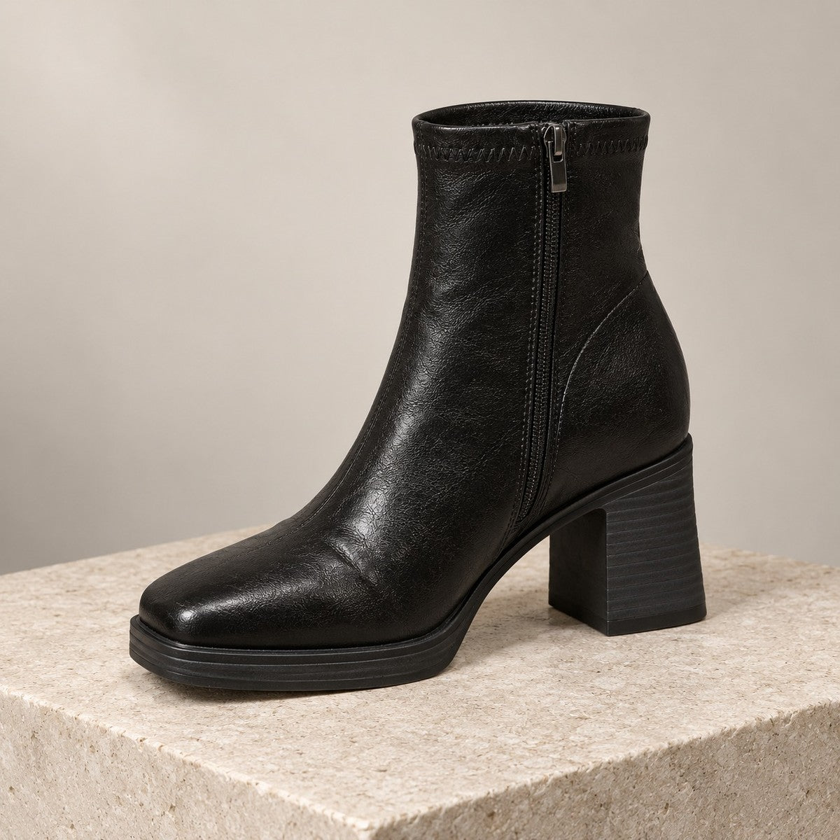 RetroStep Square-Toe Heeled Ankle Boots - detail