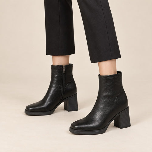 RetroStep Square-Toe Heeled Ankle Boots - hero