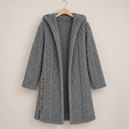 DoubleSoft Hooded Fleece Cardigan Coat - Gray