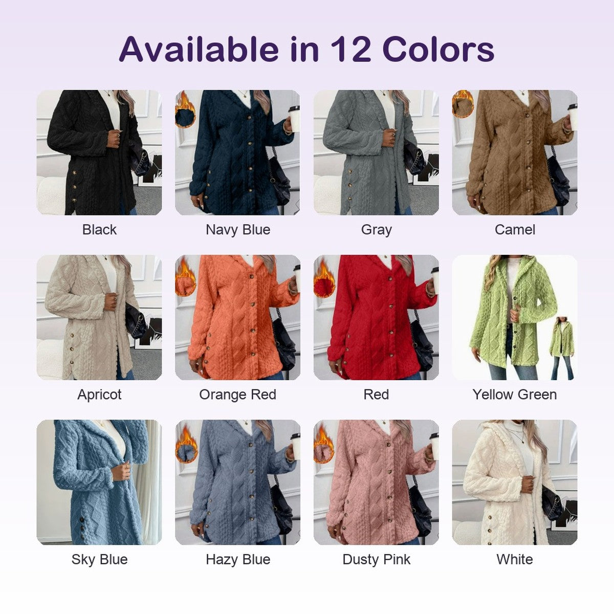 DoubleSoft Hooded Fleece Cardigan Coat - colors