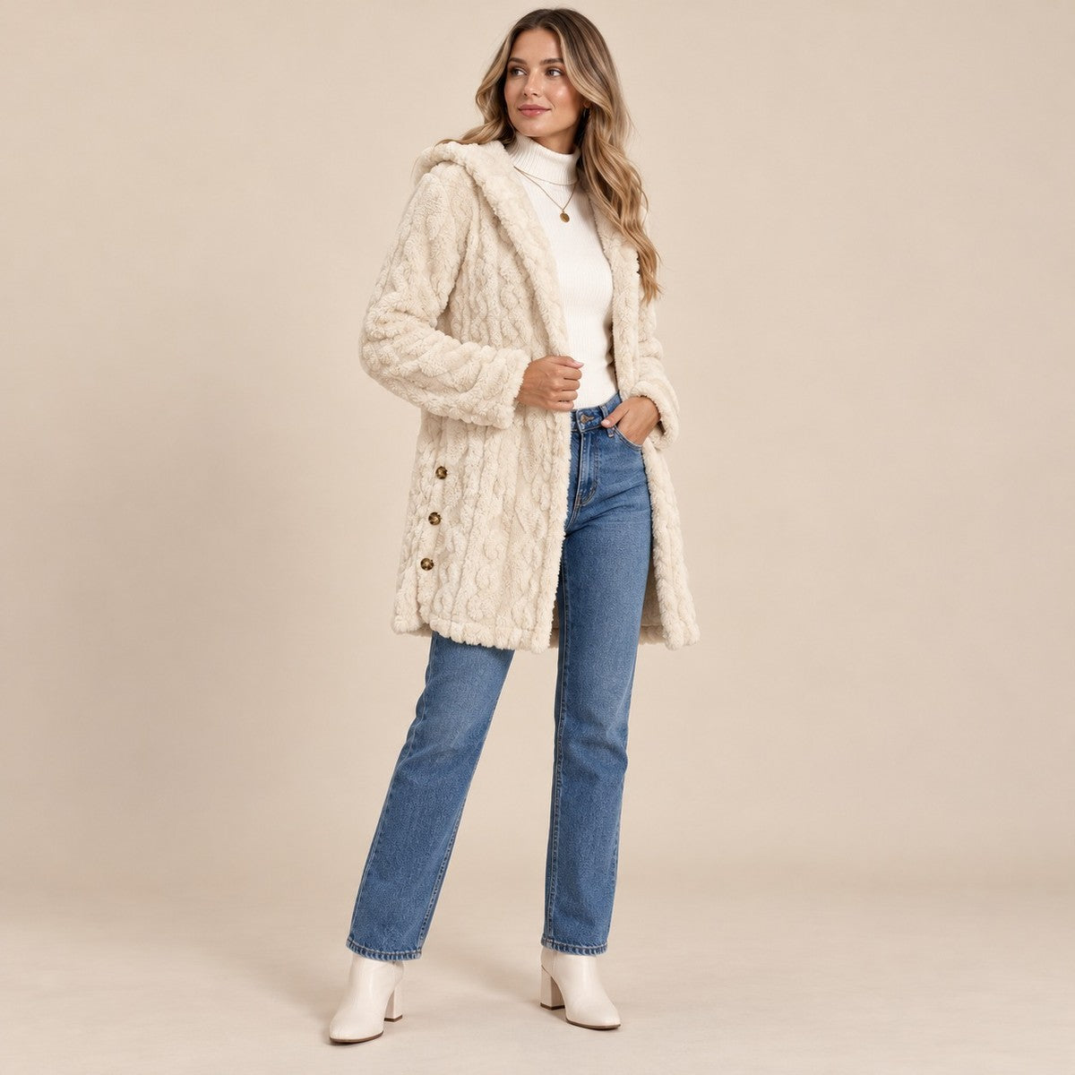 DoubleSoft Hooded Fleece Cardigan Coat - hero