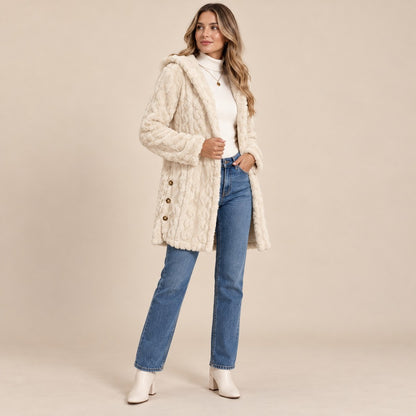 DoubleSoft Hooded Fleece Cardigan Coat - hero