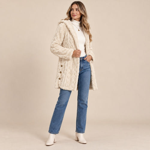 DoubleSoft Hooded Fleece Cardigan Coat - hero