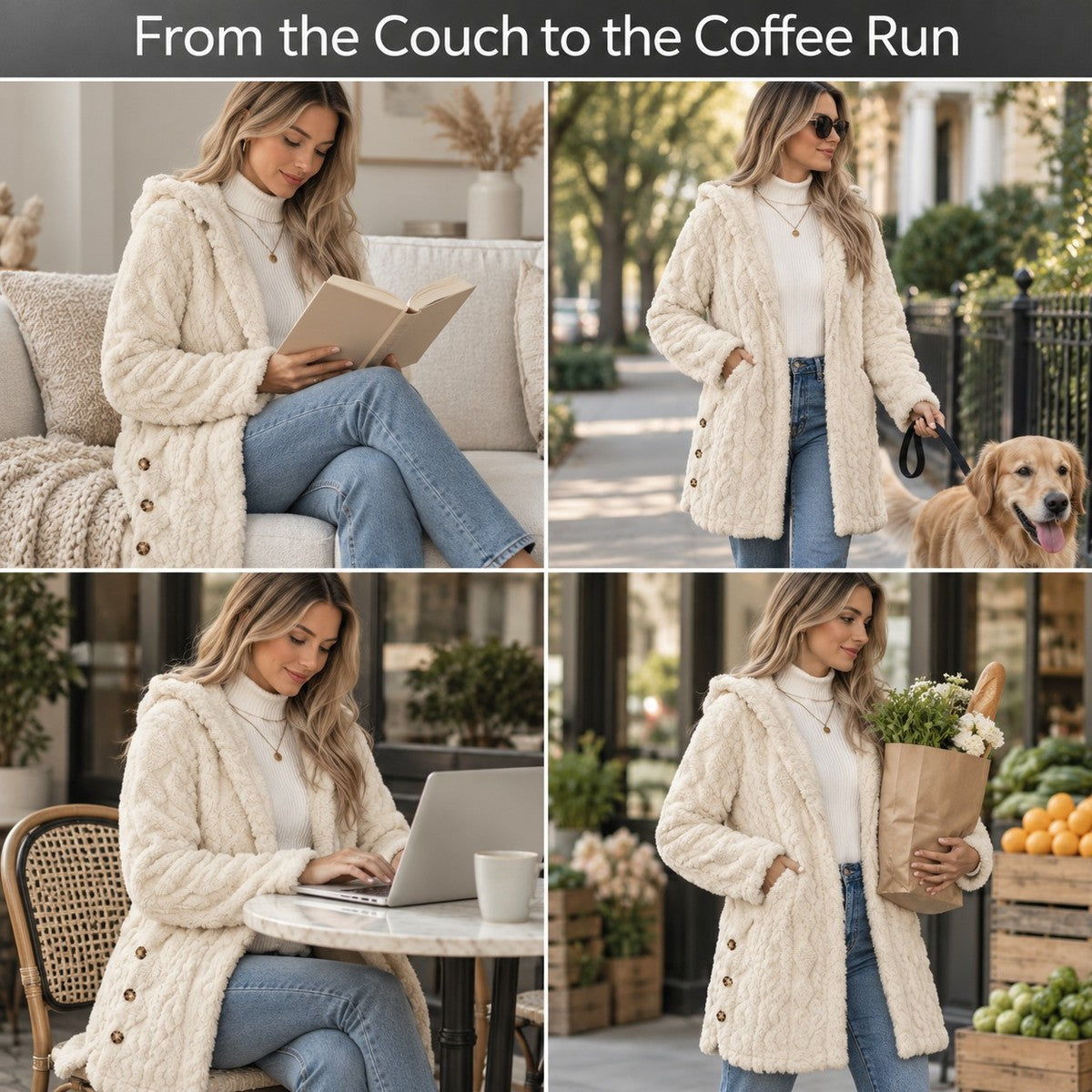 DoubleSoft Hooded Fleece Cardigan Coat - ways_to_wear