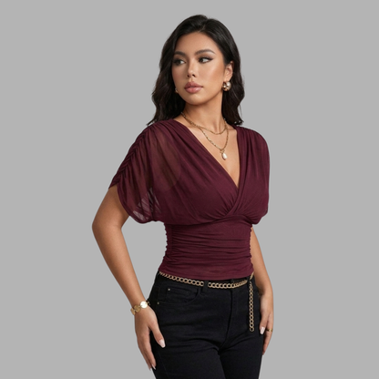 V-Shape Ruched Waist Top