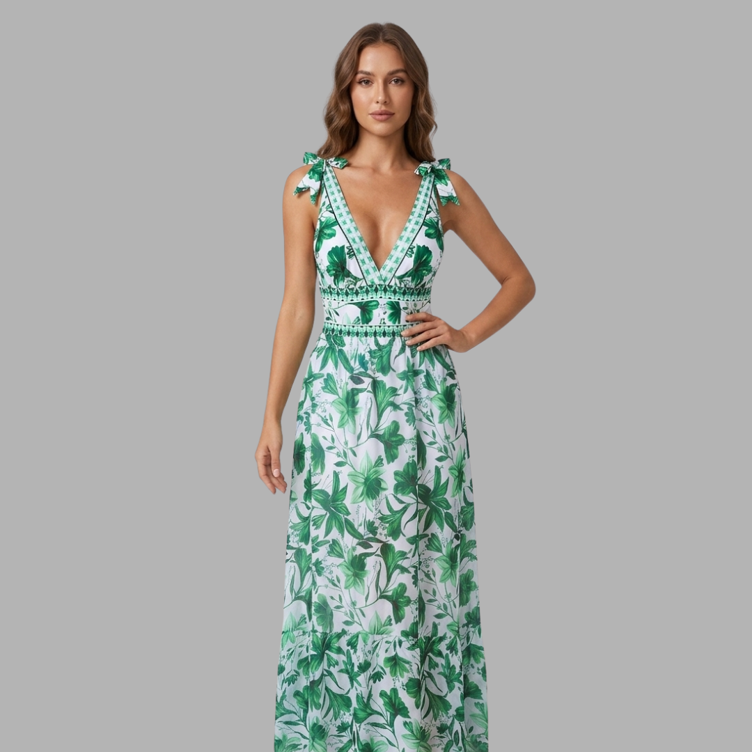 Elegant Floral One-Piece Swimsuit with Chiffon Skirt Set